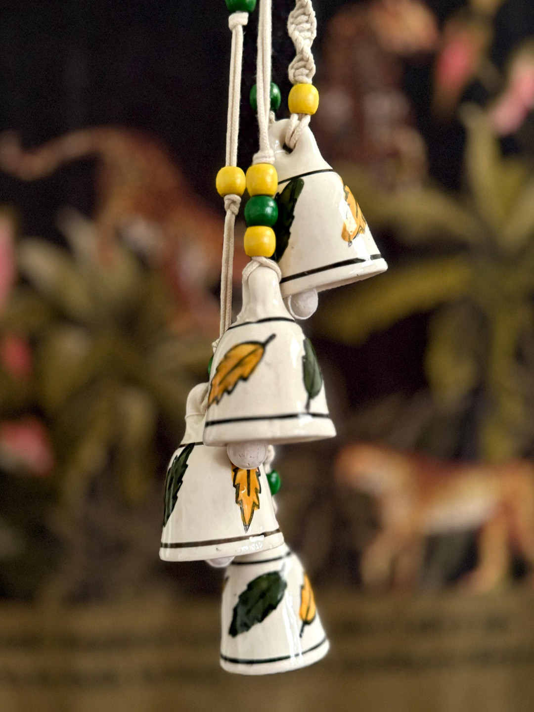 Gathari Yellow & Green Ceramic Bell Windchimes