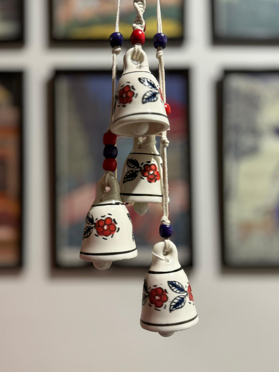 Gathari Red & Blue Ceramic Bell Windchimes