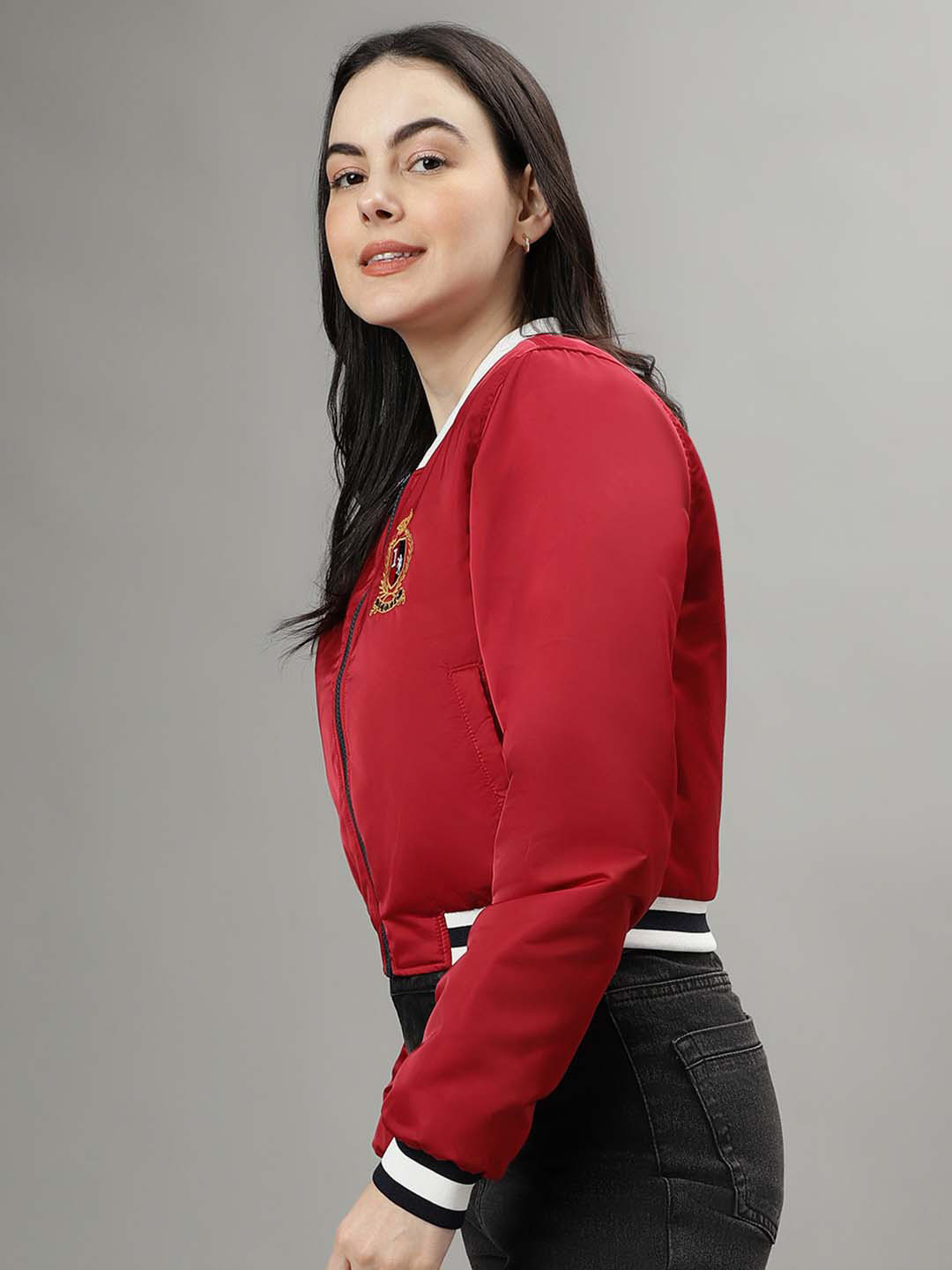 Iconic Women Varsity Jacket with Embroidered