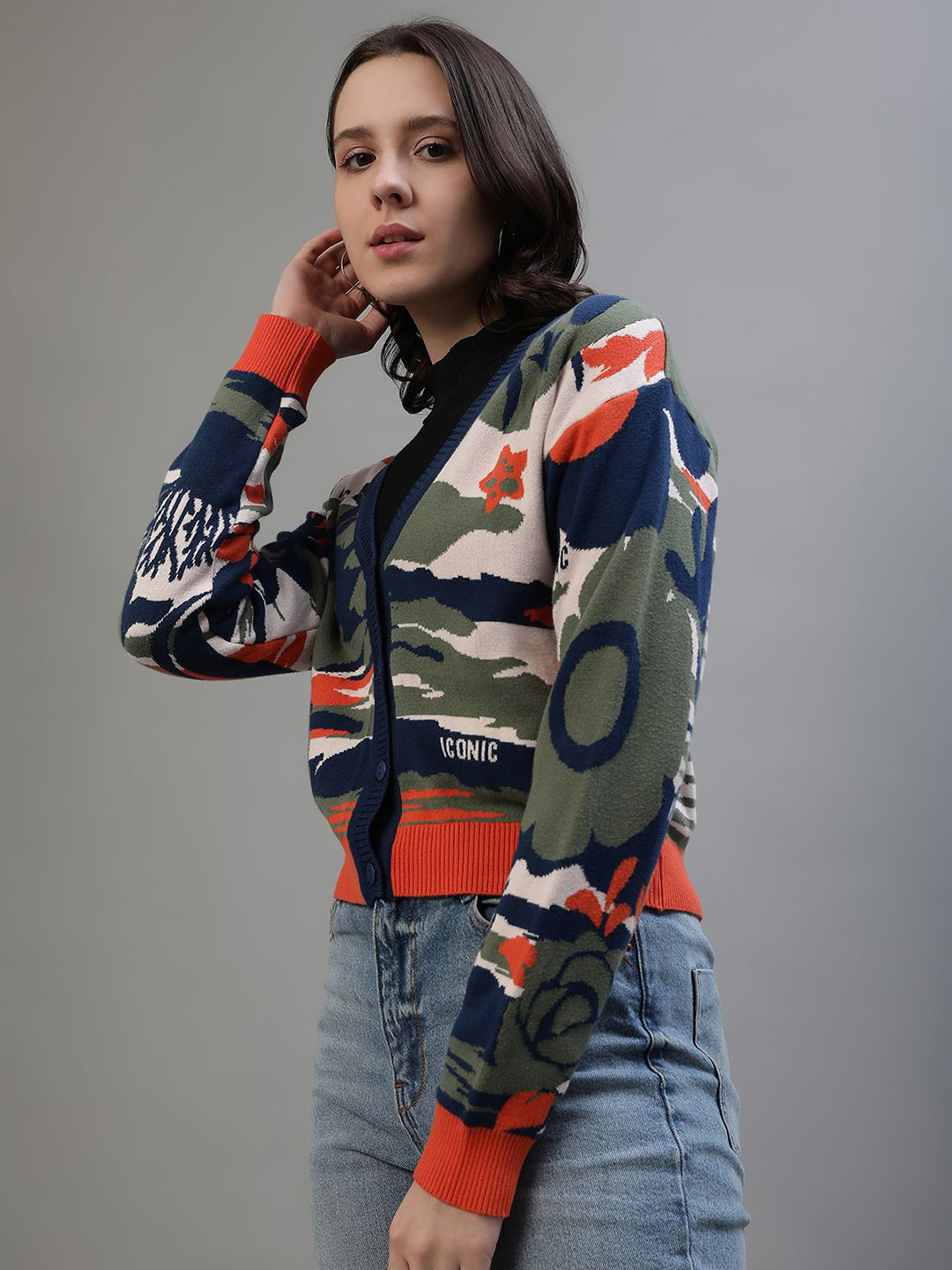 Iconic Women Printed Cardigan