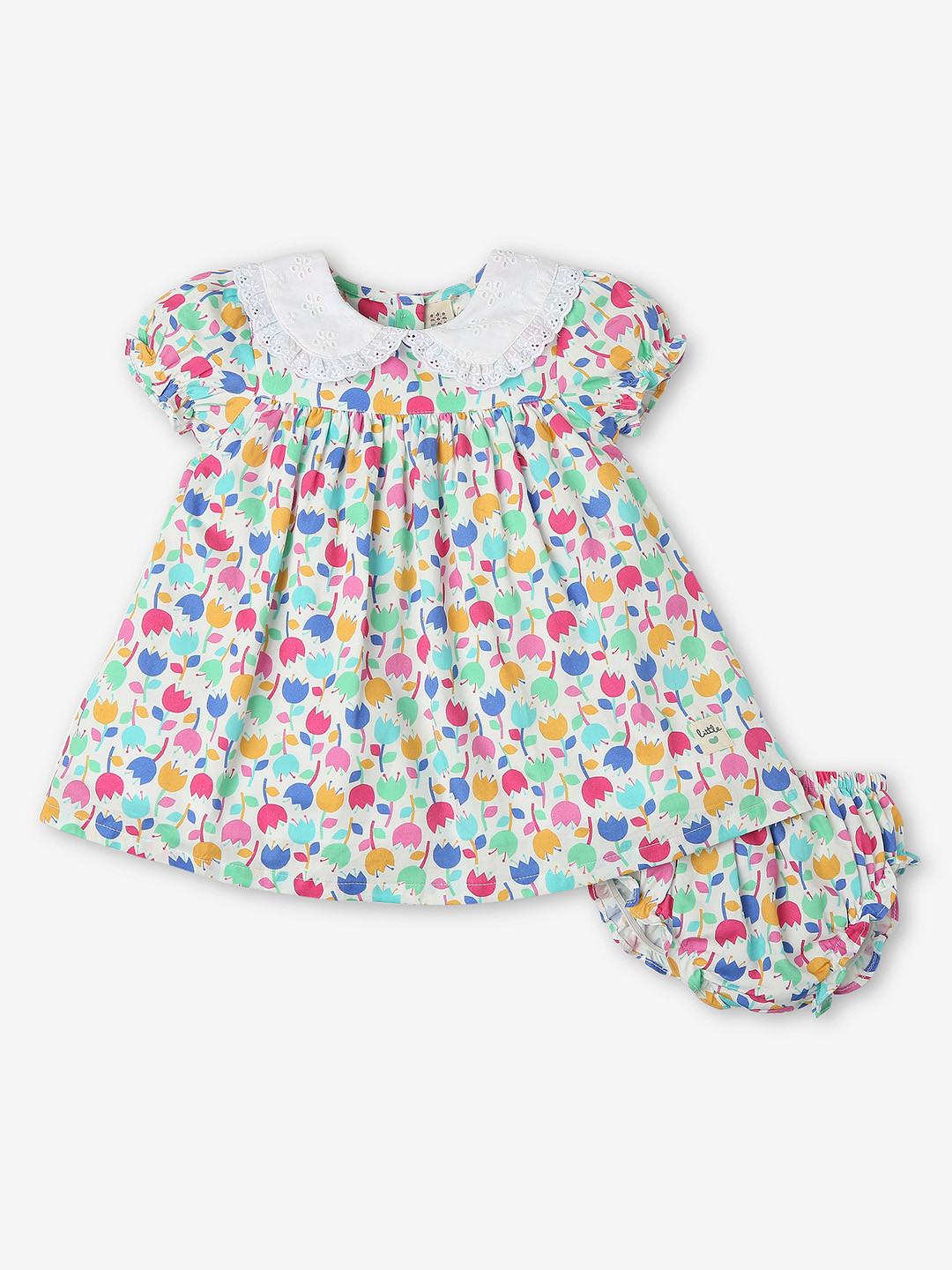 Ed-a-Mamma Baby Girls Floral Printed Pure Cotton A-Line Dress With Bloomer