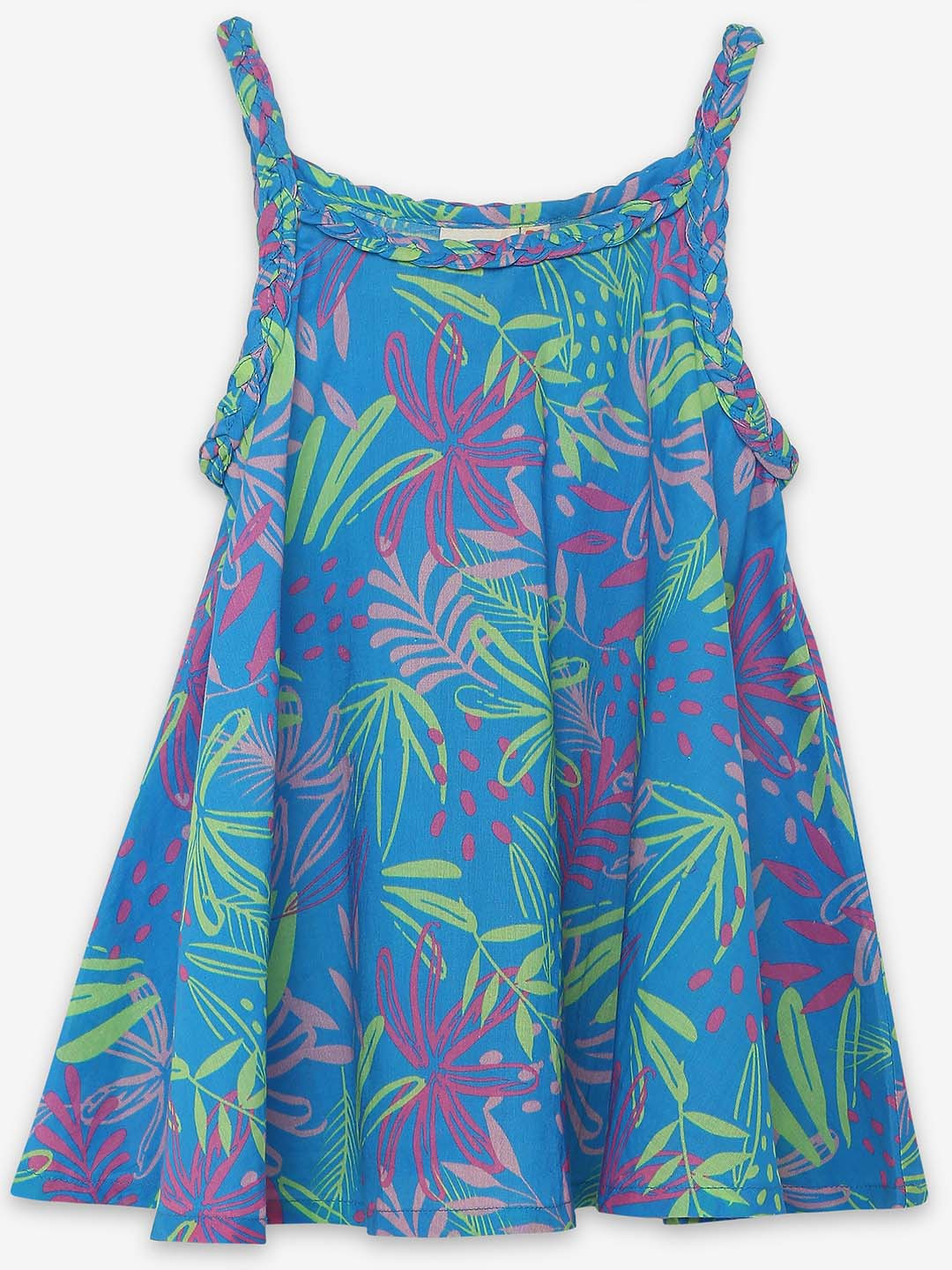 Ed-a-Mamma Girls Tropical Printed Shoulder Straps Cotton Top