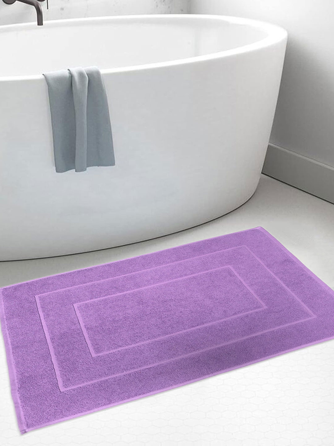 BOMBAY DYEING Lavender Color Textured Pure Cotton 450 GSM Bath Rug