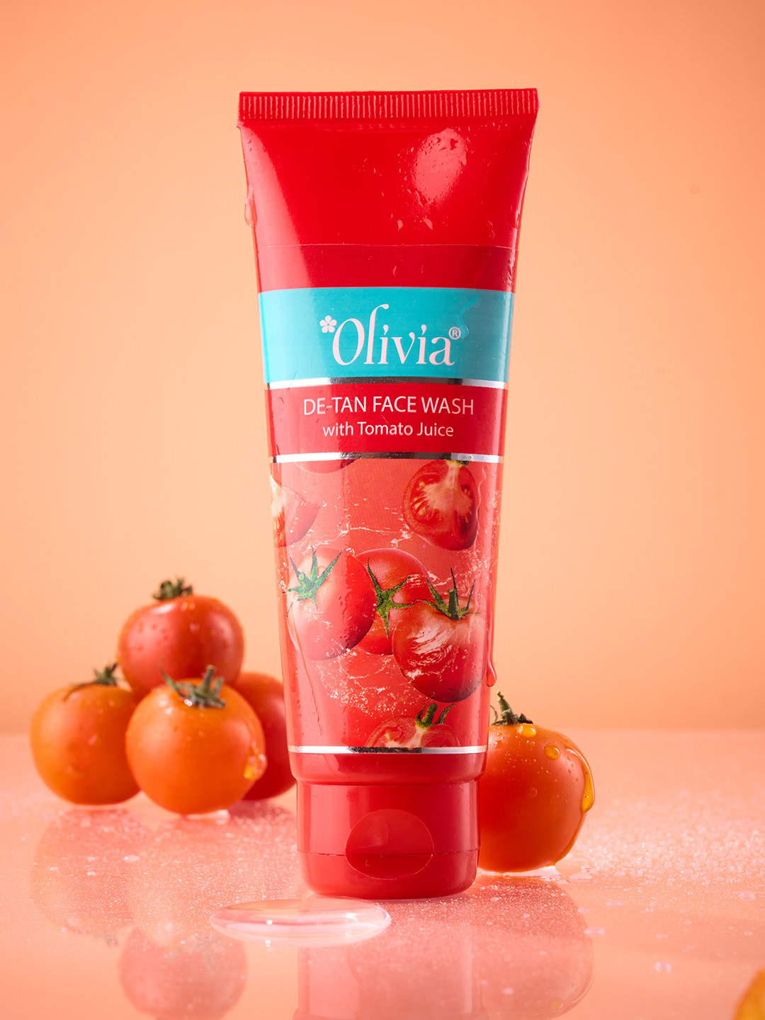 Olivia De-Tan Face Wash with Tomato Juice to Exfoliate, Treat Sunburn & Tighten Pore - 50g