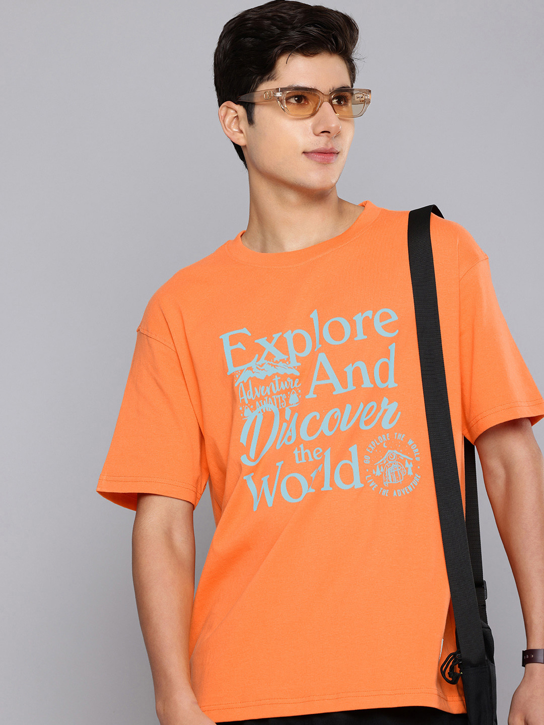 Aeropostale Relaxed fit Typography Printed Drop shoulder sleeves Pure Cotton T-shirt