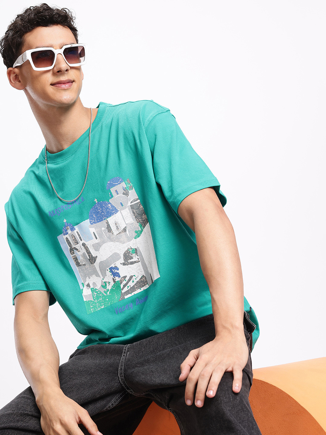 Aeropostale Graphic Printed Relaxed fit drop shoulder sleeves Pure Cotton T-shirt