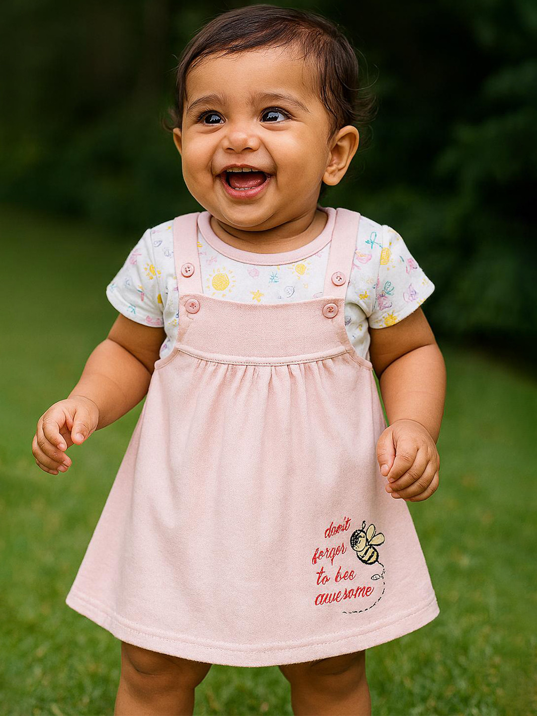 Kids girls MeeMee Floral Print Pinafore Dress