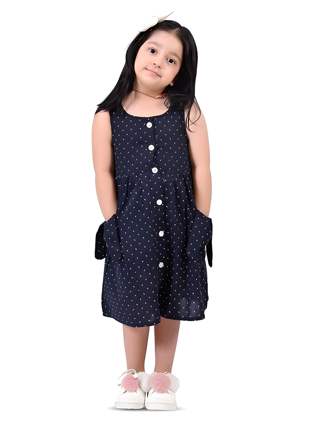 Cloth Bites Girl Polka Dot Cotton Print Fit & Flare Dress