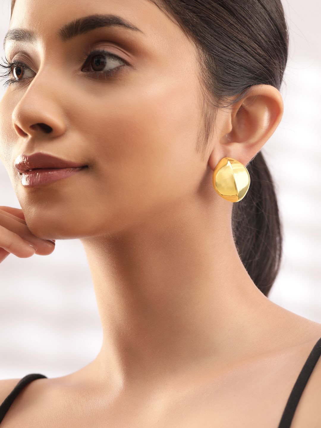 Rubans 18K Gold-Plated Minimalist Organic Shape Studs