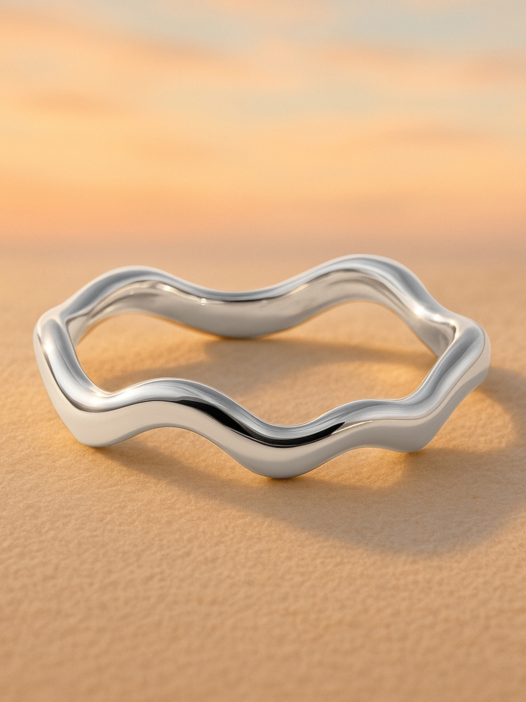 Rubans Rhodium-Plated Wavy Bangle-Style Bracelet for Modern & Elegant Statement Jewelry