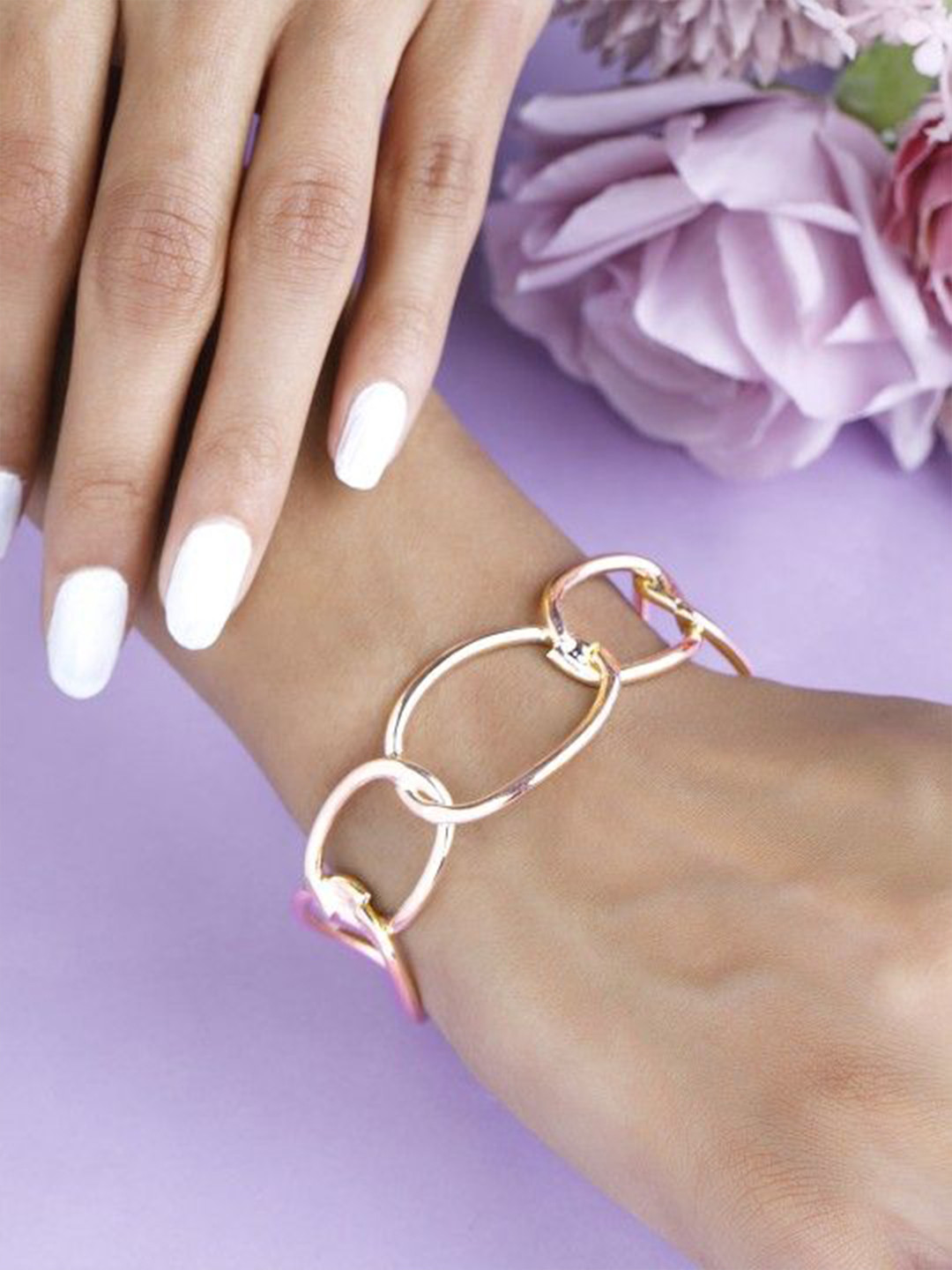 Rubans 18K Gold-Plated Open Link Chain Cuff Bracelet