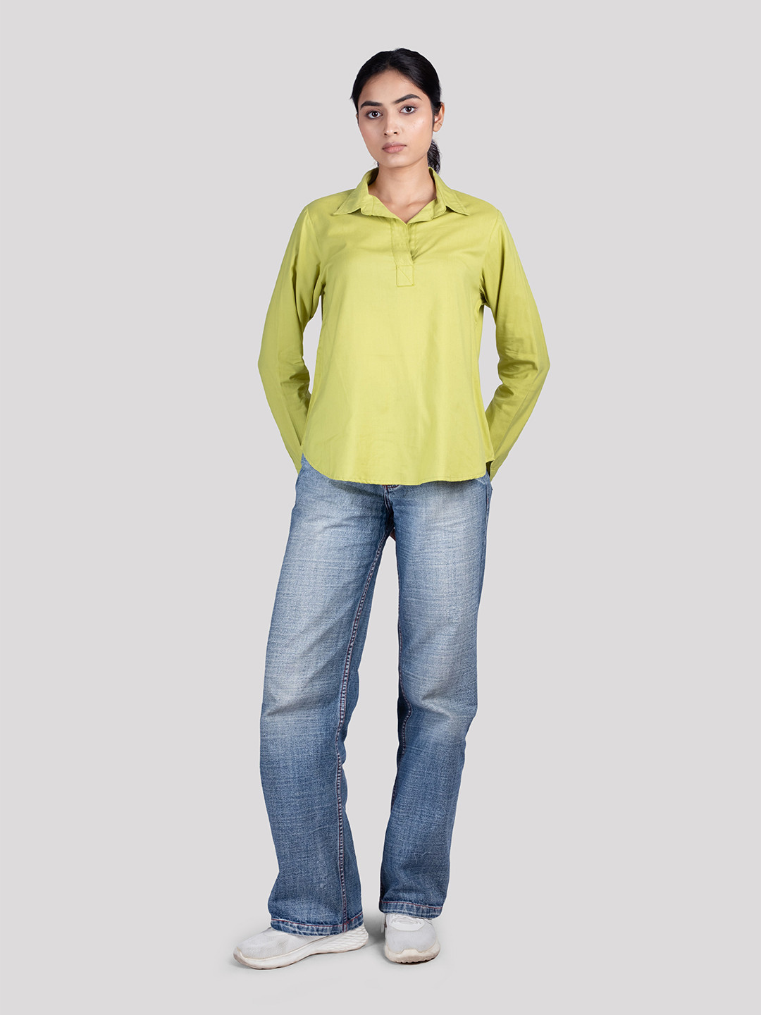 HUE & HIDE Modern Relaxed Fit Spread Collar Cotton Casual Shirt