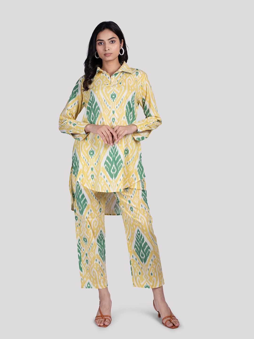 HUE & HIDE WOMEN SOFT COTTON CO ORD SET IKAT PRINT