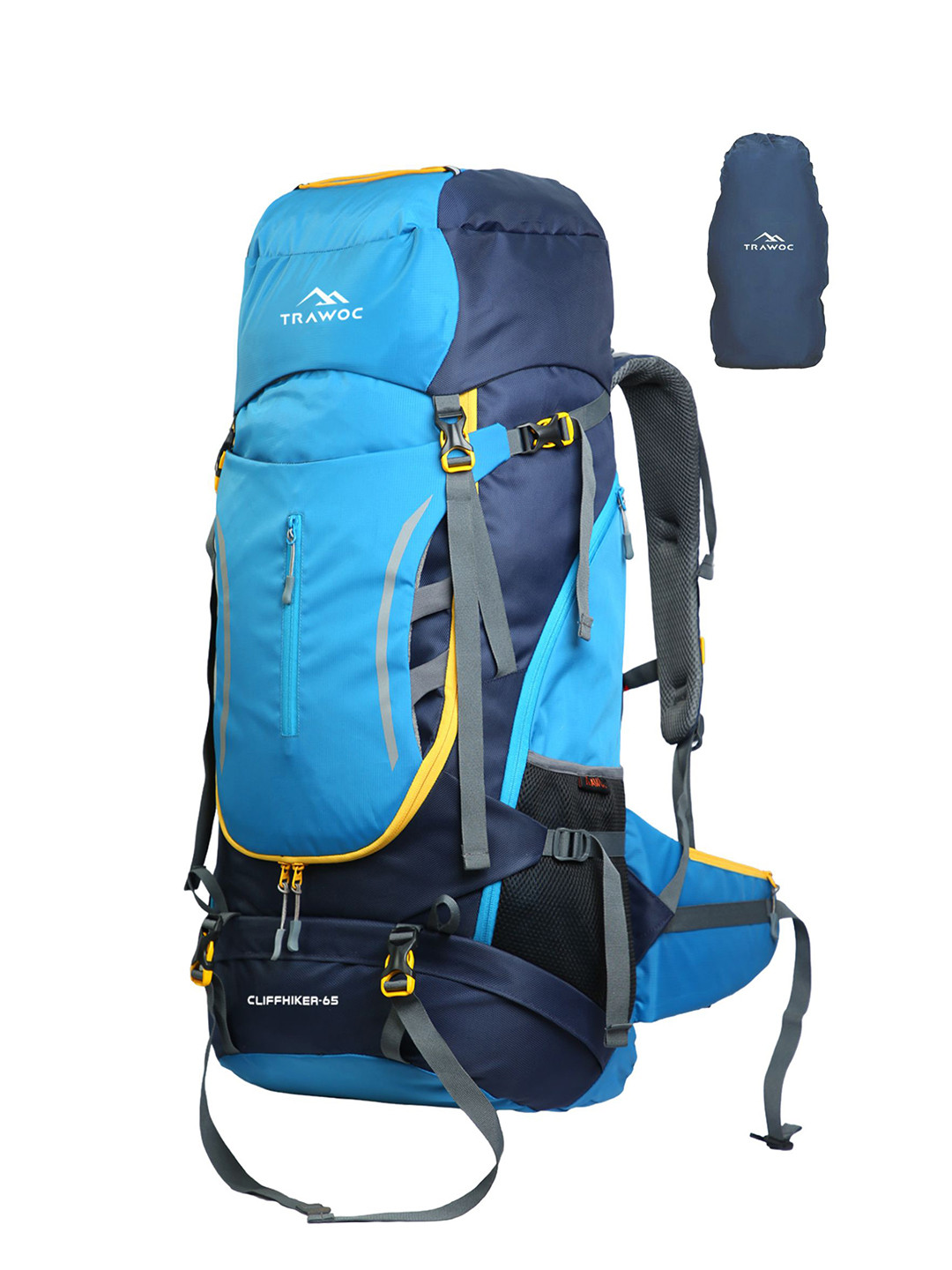 TRAWOC CLIFFHIKER Solid 65L Internal Frame Rucksack Dual Loading With Rain Cover