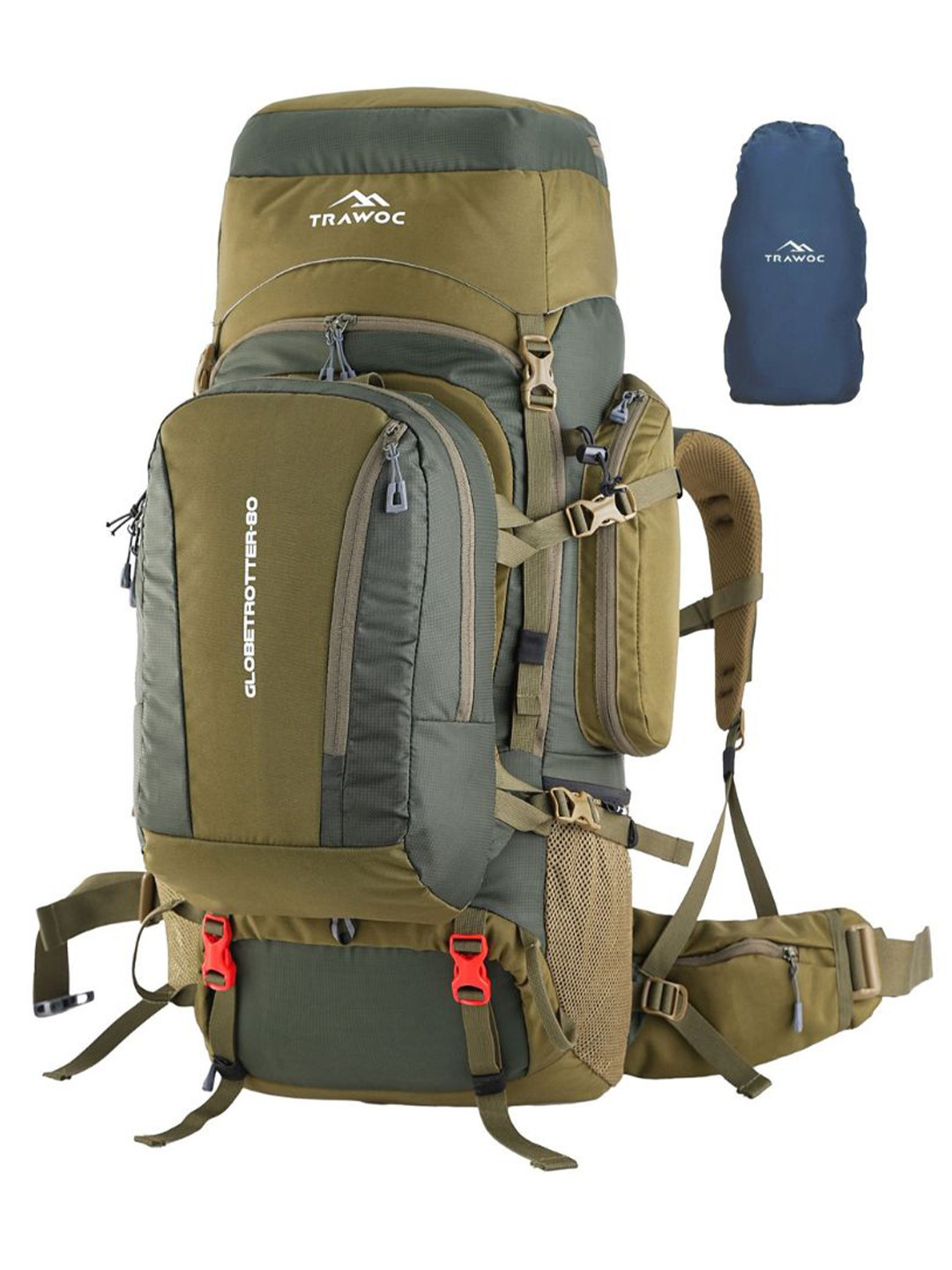 TRAWOC GLOBETROTTER Unisex Solid 80L Rucksack With Fiber Frame Detachable Daypack