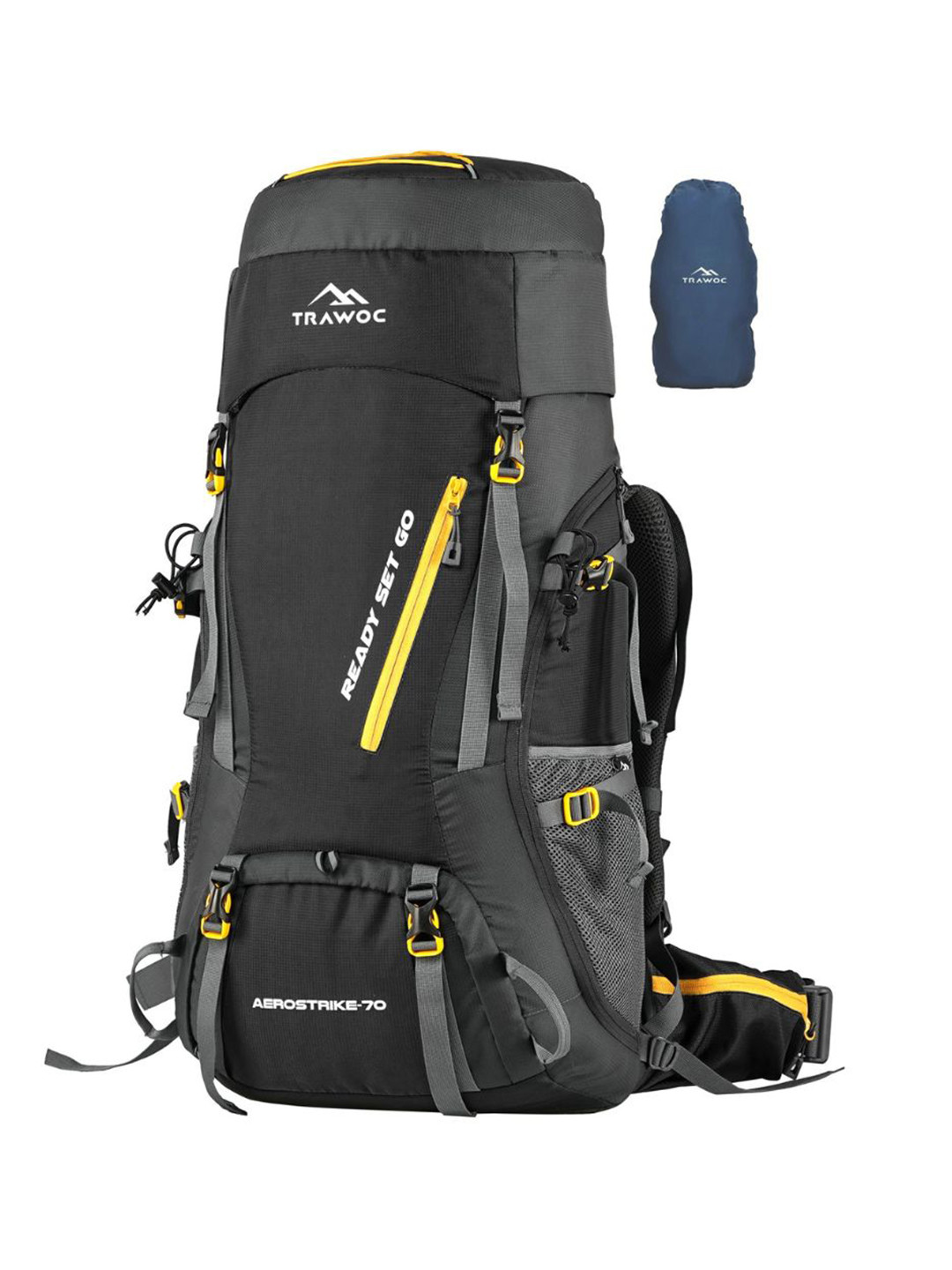 TRAWOC AEROSTRIKE Solid 70L Travel Rucksack With Rain Cover For Camping Hiking Trekking