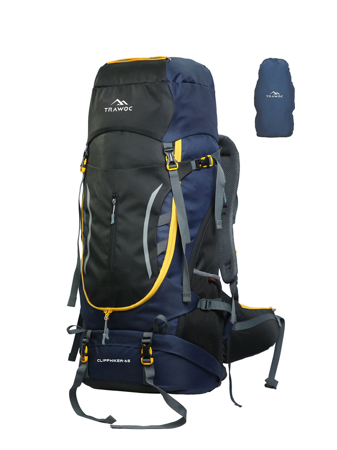 TRAWOC CLIFFHIKER Solid 65L Internal Frame Rucksack Dual Loading With Rain Cover