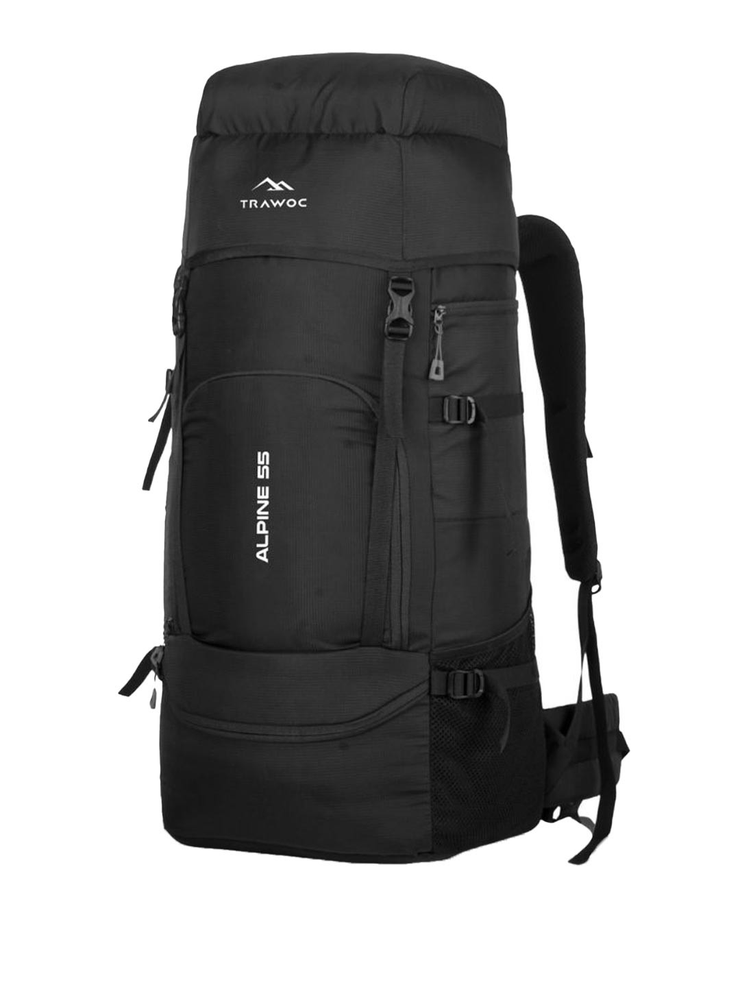 TRAWOC ALPINE Solid 55L Travel Rucksack With Dual Loading & Rain Cover for Adventures