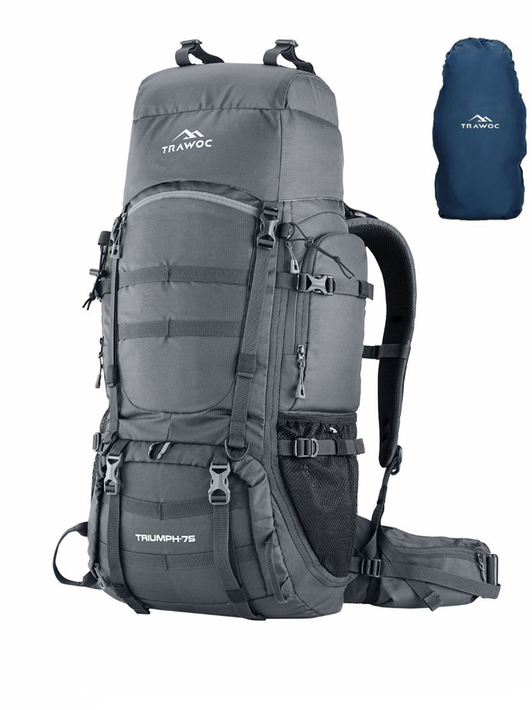 TRAWOC TRIUMPH X Solid 75L Rucksack With Laptop Compartment Rain Cover