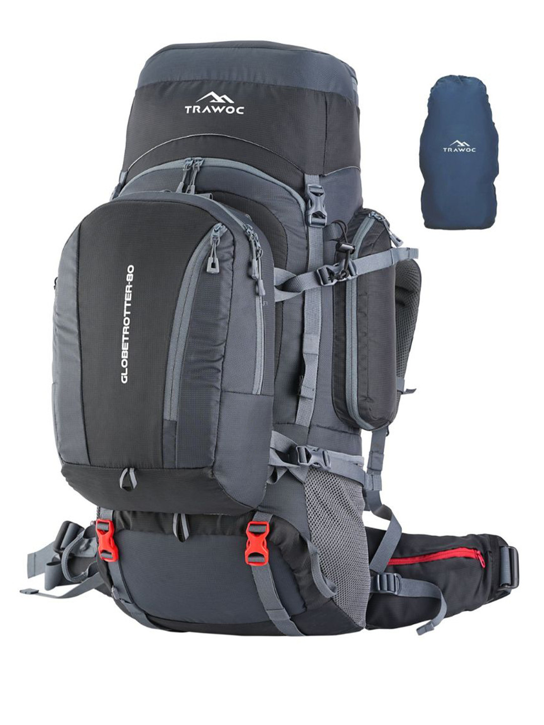 TRAWOC GLOBETROTTER Unisex Solid 80L Rucksack With Fiber Frame Detachable Daypack