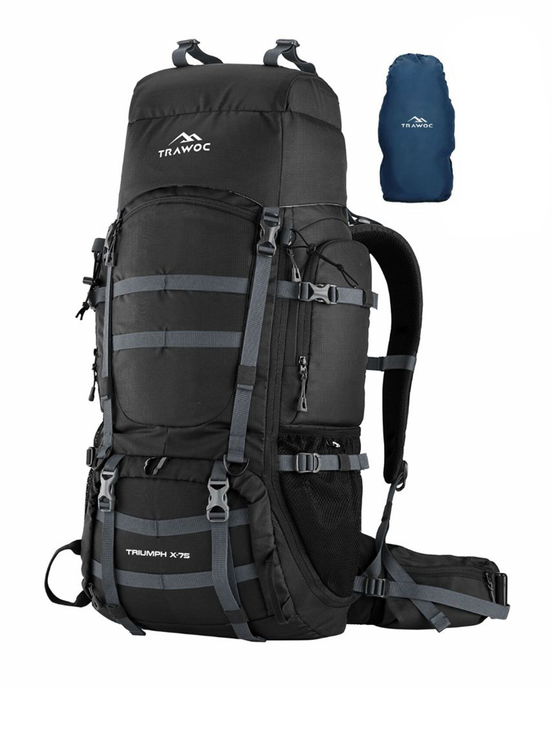 TRAWOC TRIUMPH X Solid 75L Rucksack With Laptop Compartment Rain Cover