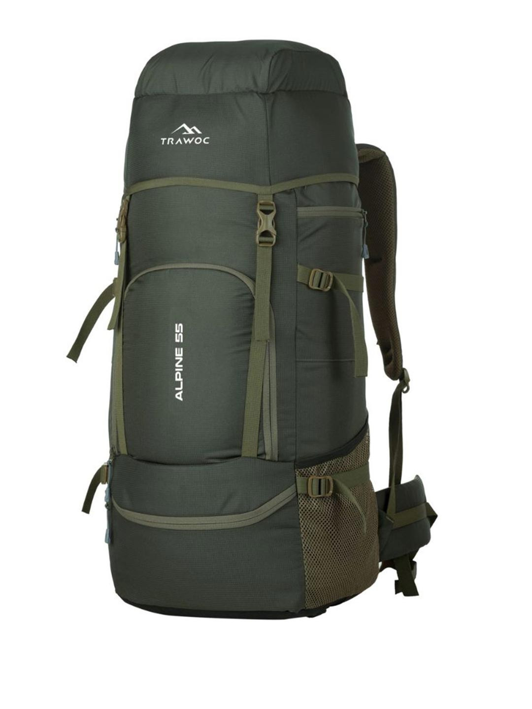TRAWOC ALPINE Solid 55L Travel Rucksack With Dual Loading & Rain Cover for Adventures