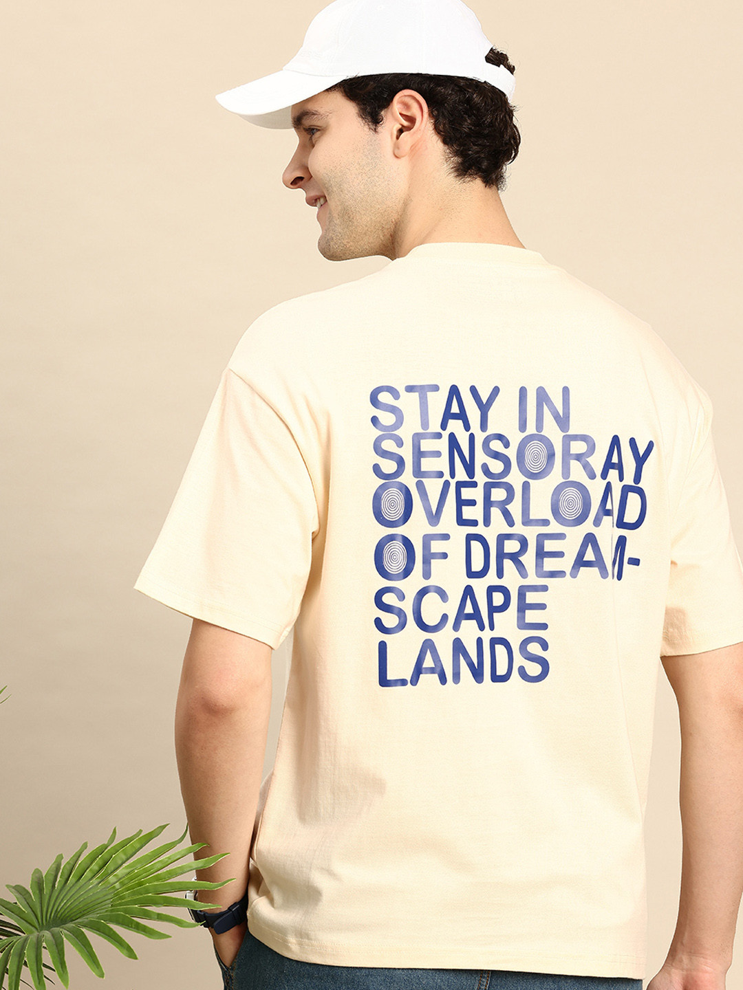 Mast & Harbour Typography Printed Drop-Shoulder Sleeves Pure Cotton Relaxed Fit T-shirt