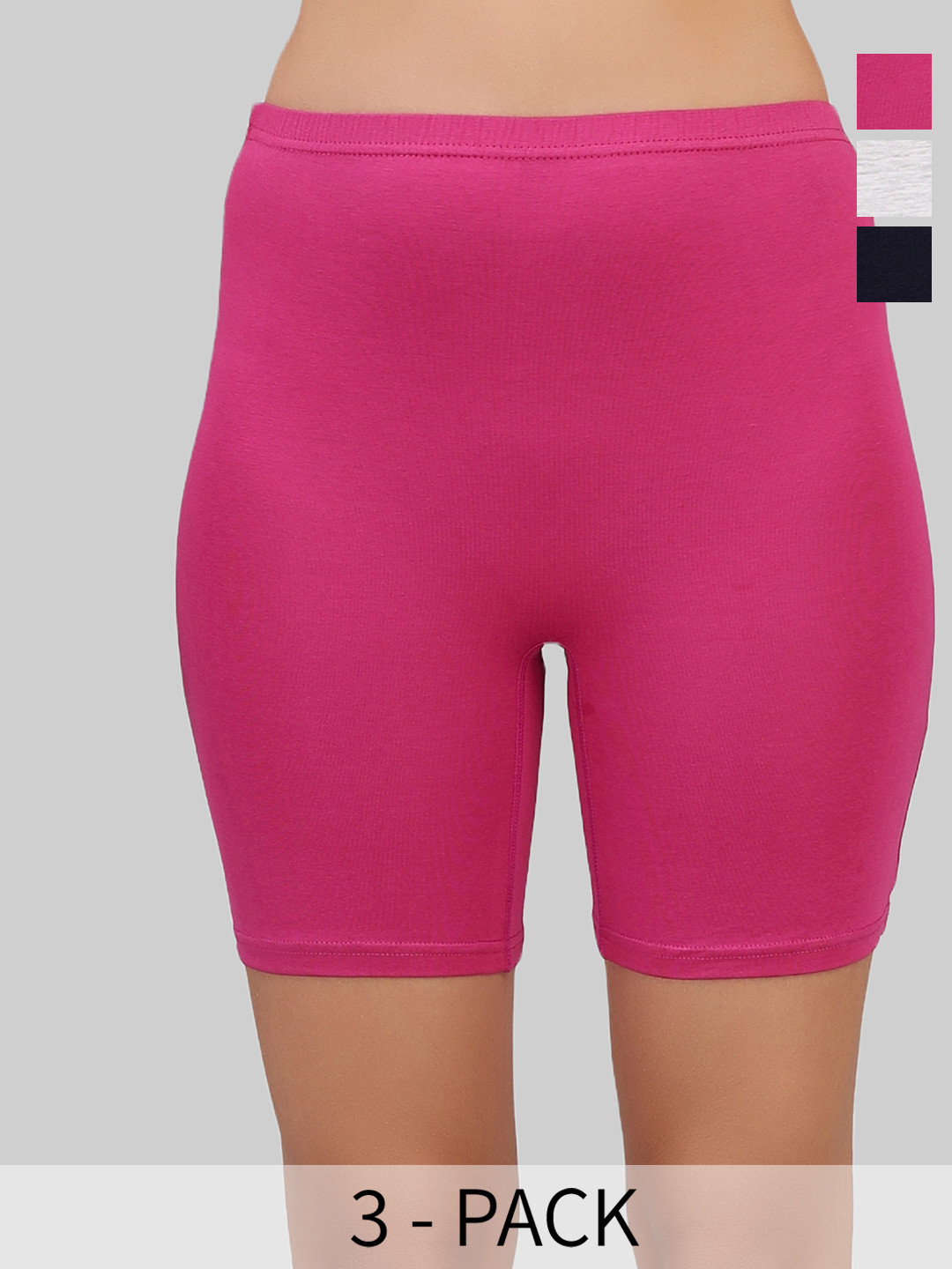 Selfcare Women Pack of 3 Solid Mid-Rise Cotton Cycling Short - SN3282