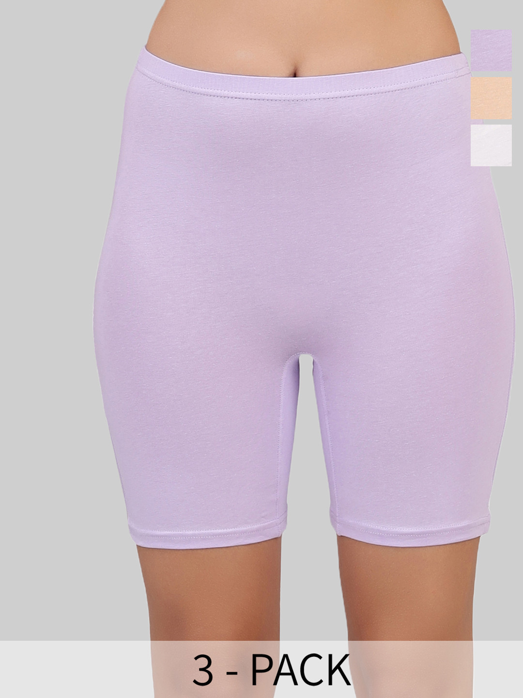 Selfcare Women Pack of 3 Solid Mid-Rise Cotton Cycling Short - SN3281