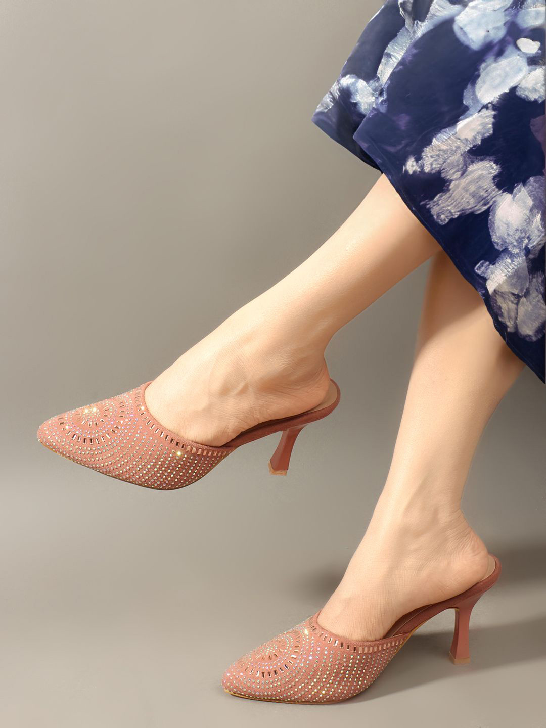 Sole Saga Bead And Stone Kitten Pumps