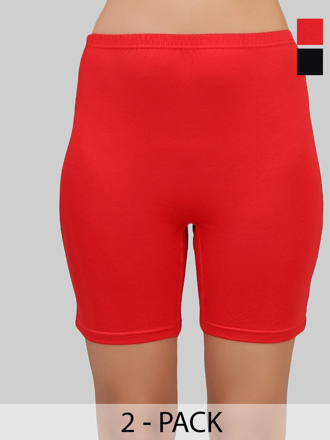 Selfcare Women Pack of 2 Solid Mid-Rise Cotton Cycling Short - SN3273