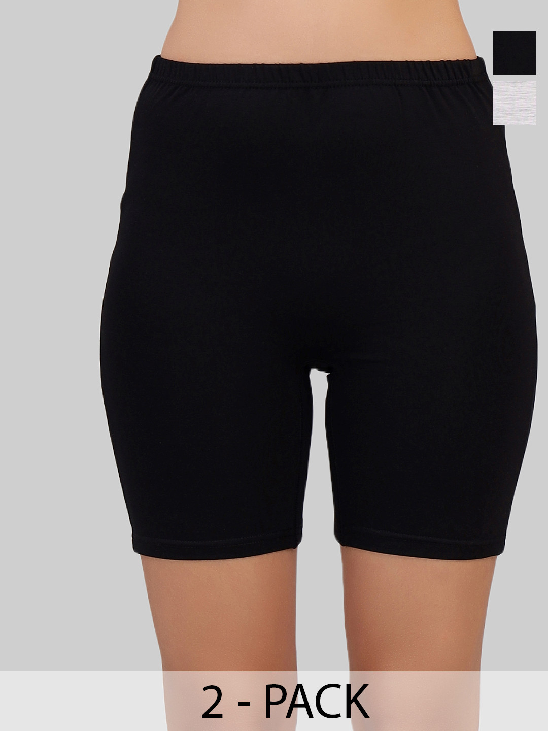 Selfcare Women Pack of 2 Solid Mid-Rise Cotton Cycling Short - SN3276