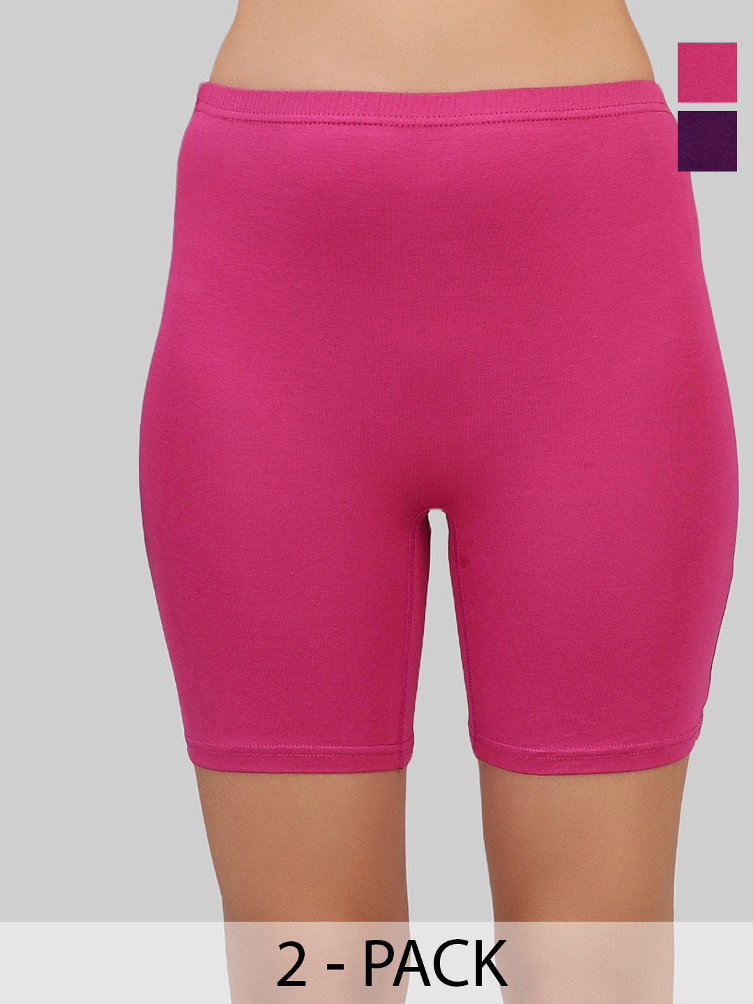 Selfcare Women Pack of 2 Solid Mid-Rise Cotton Cycling Short - SN3275