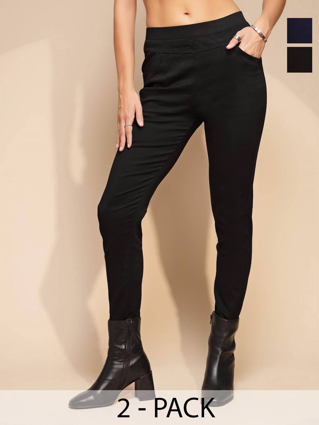 Buy Global Republic Women Pack of 2 Slim Fit Super Stretchable Jeggings -  Jeggings for Women 31114183 | Myntra