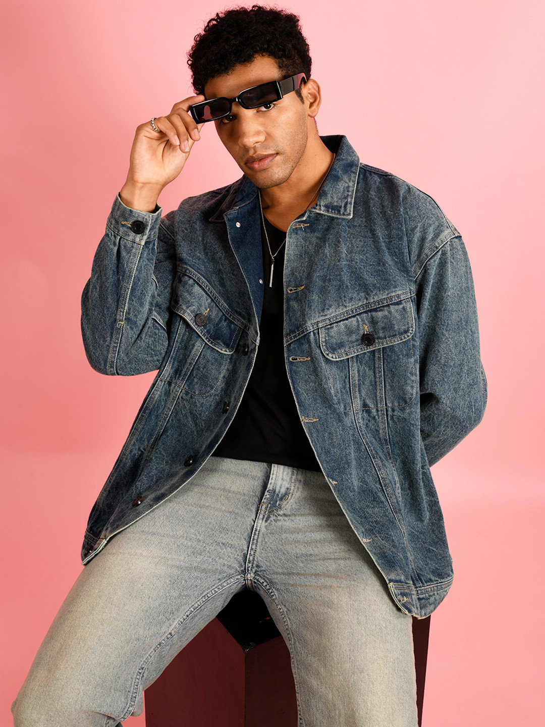 Bene Kleed Men Washed Pure Cotton Tinted Denim Jacket