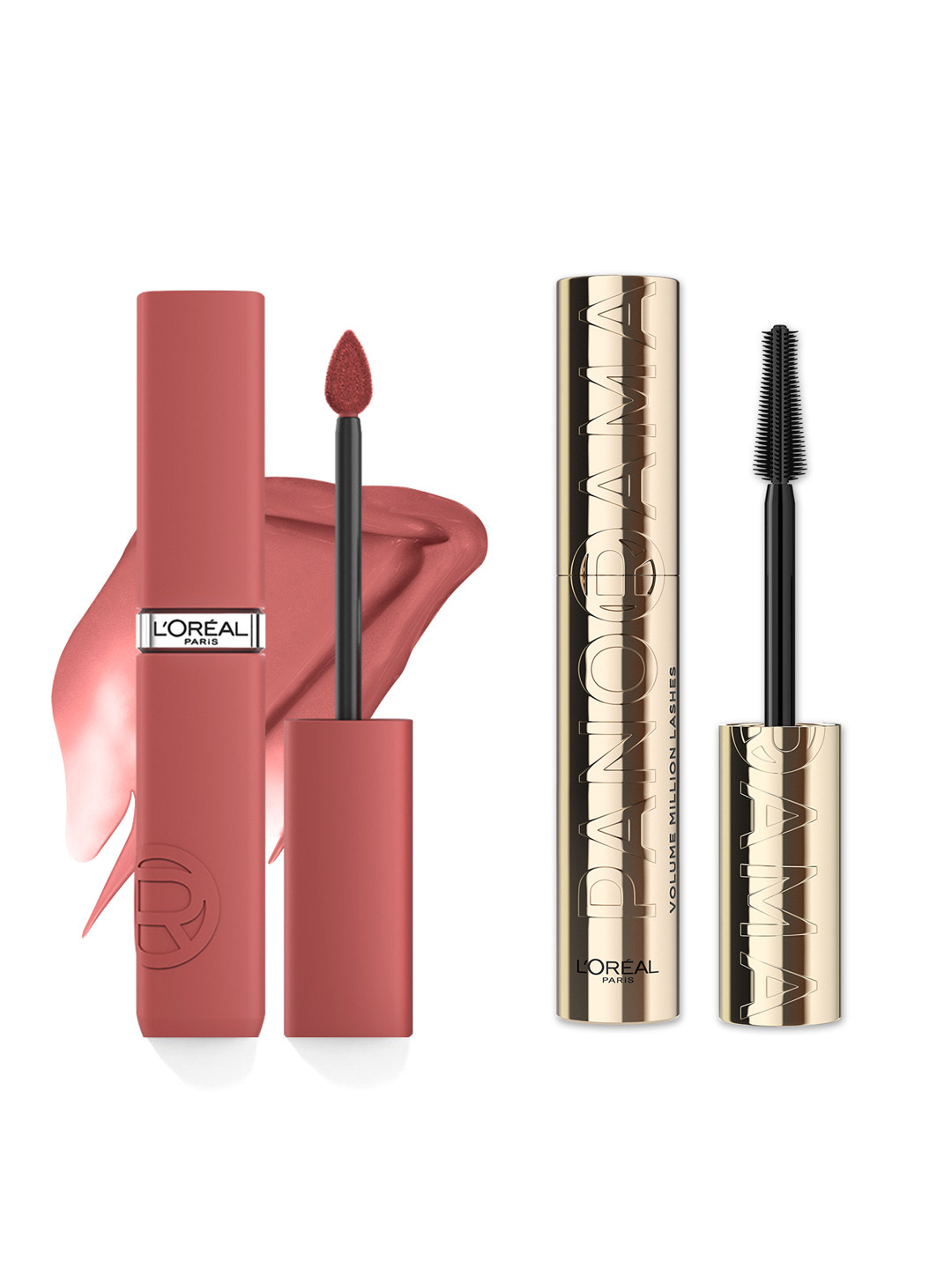 LOreal Liquid Lipstick 5ml - Worth It Medium 635 & Waterproof Mascara 9.4 ml - Black Combo