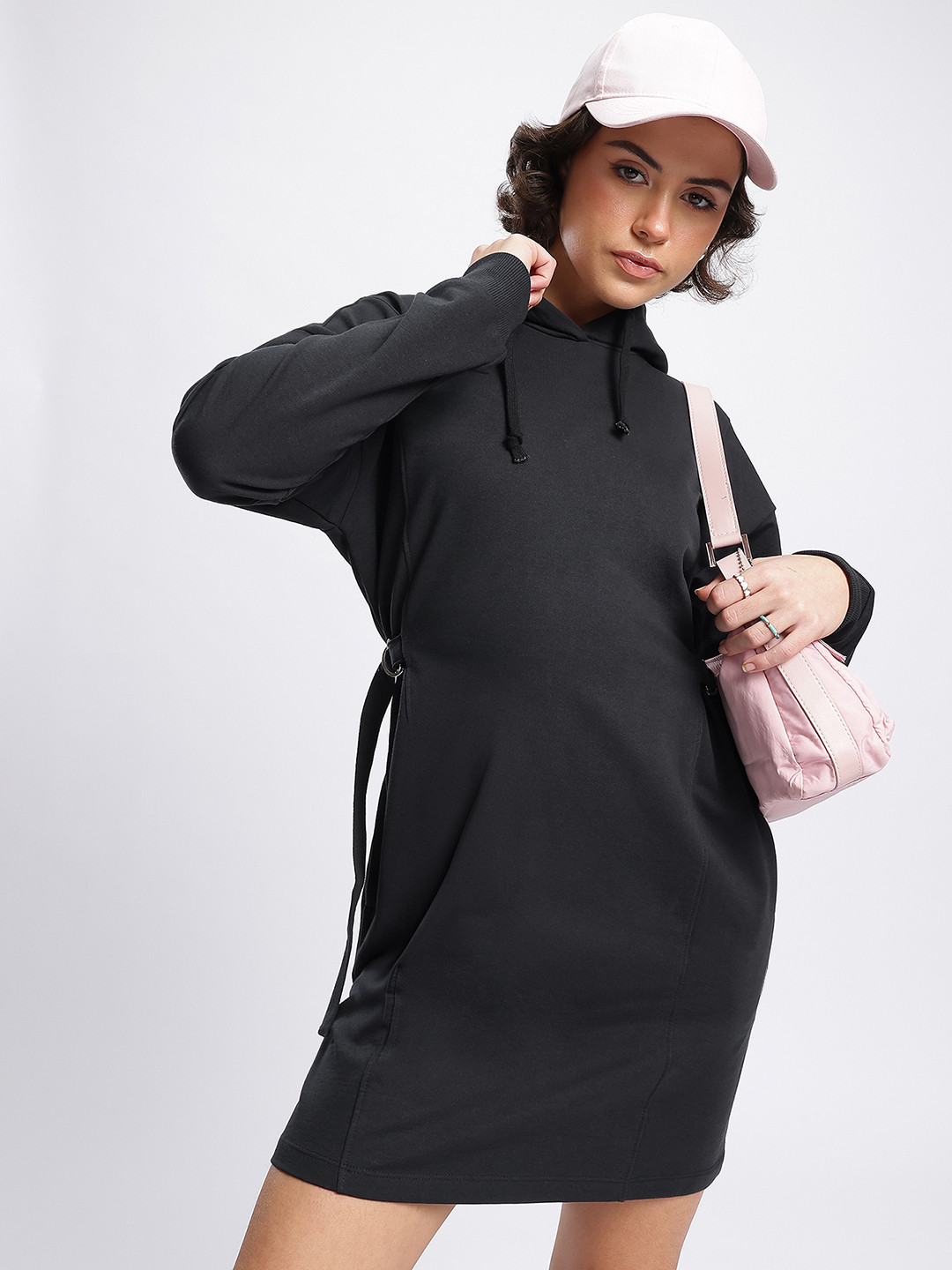 DressBerry Belted Hooded Jumper Mini Dress