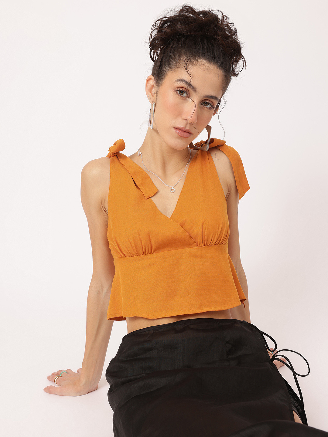 DressBerry Twist & Tie Wrap Crop Top