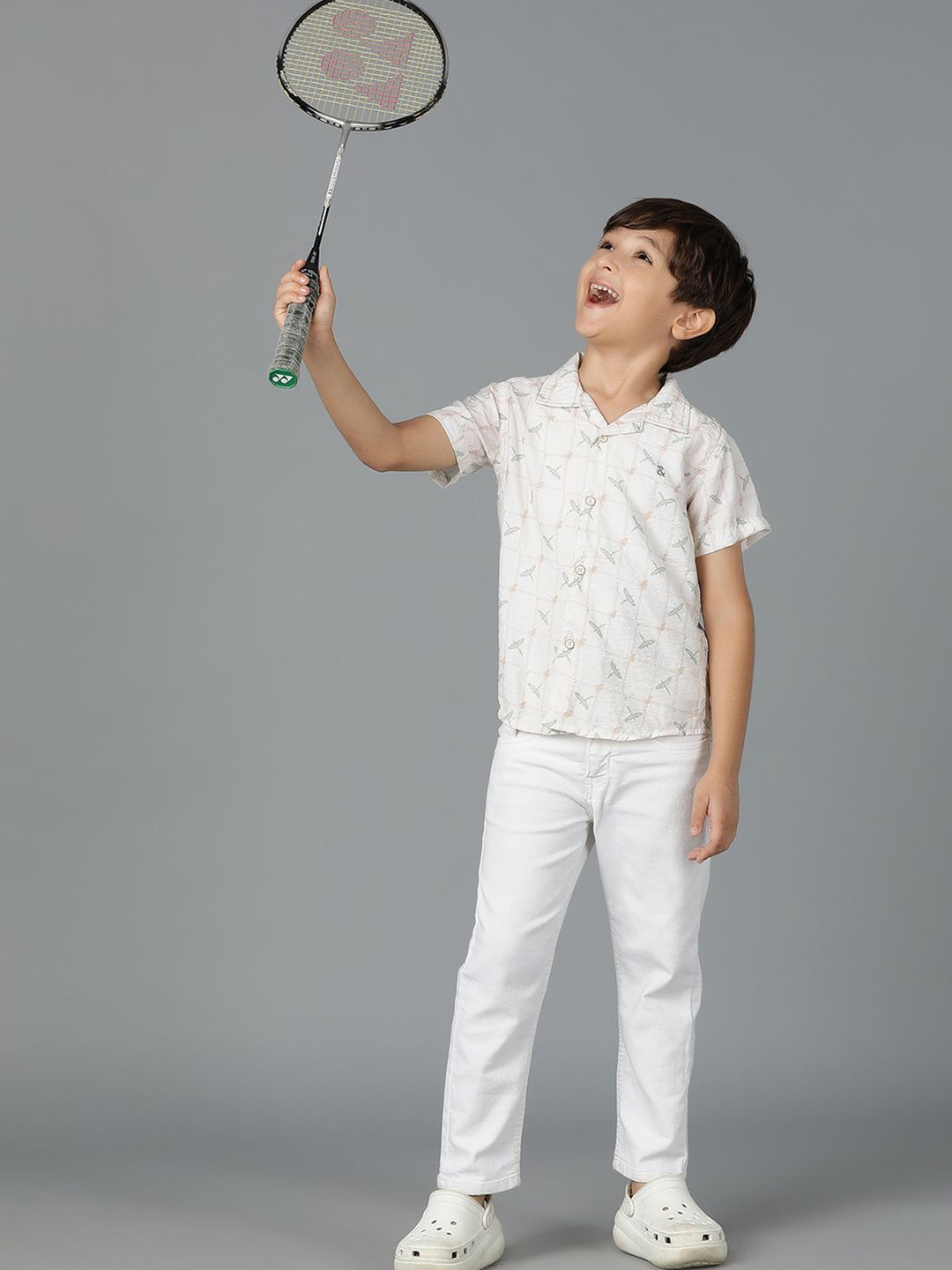 TALES & STORIES Boys Cuban Collar Abstract Printed Casual Shirt