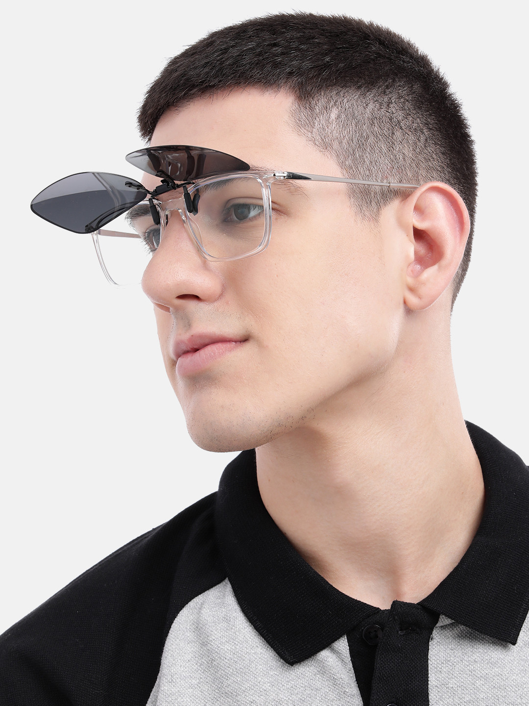 Carlton London Unisex Rectangle Sunglass Clip With Polarised And UV Protected Lens