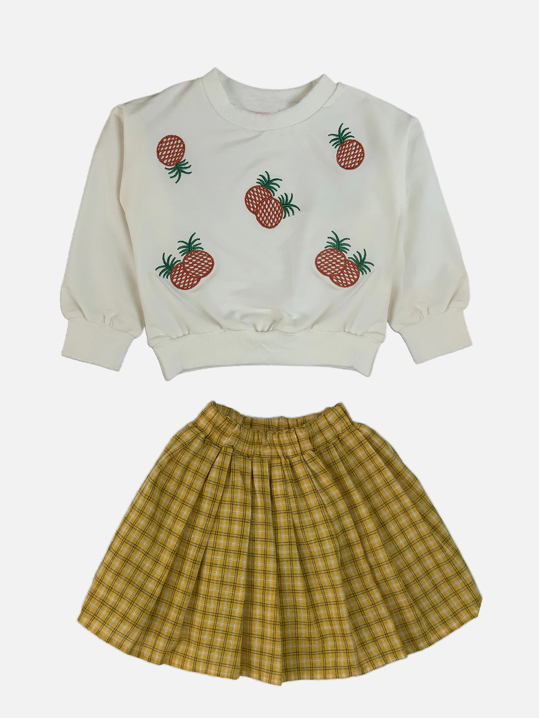 Little Surprise Box LLP Girls Embroidered Sweatshirt With Skirt & matching Sling Bag