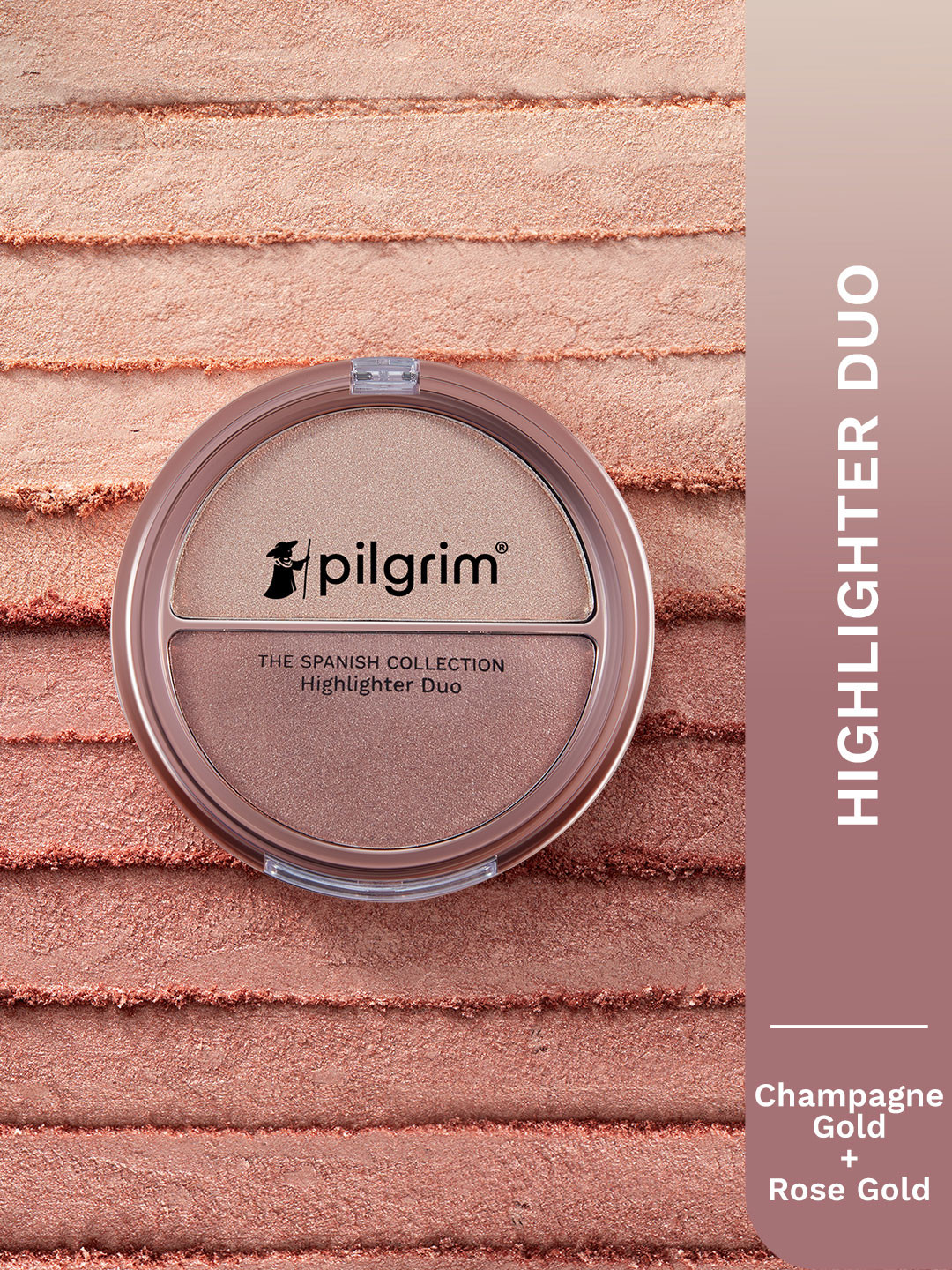 Pilgrim The Spanish Collection Highlighter Duo- 11g- Champagne Gold & Rose Gold - 01