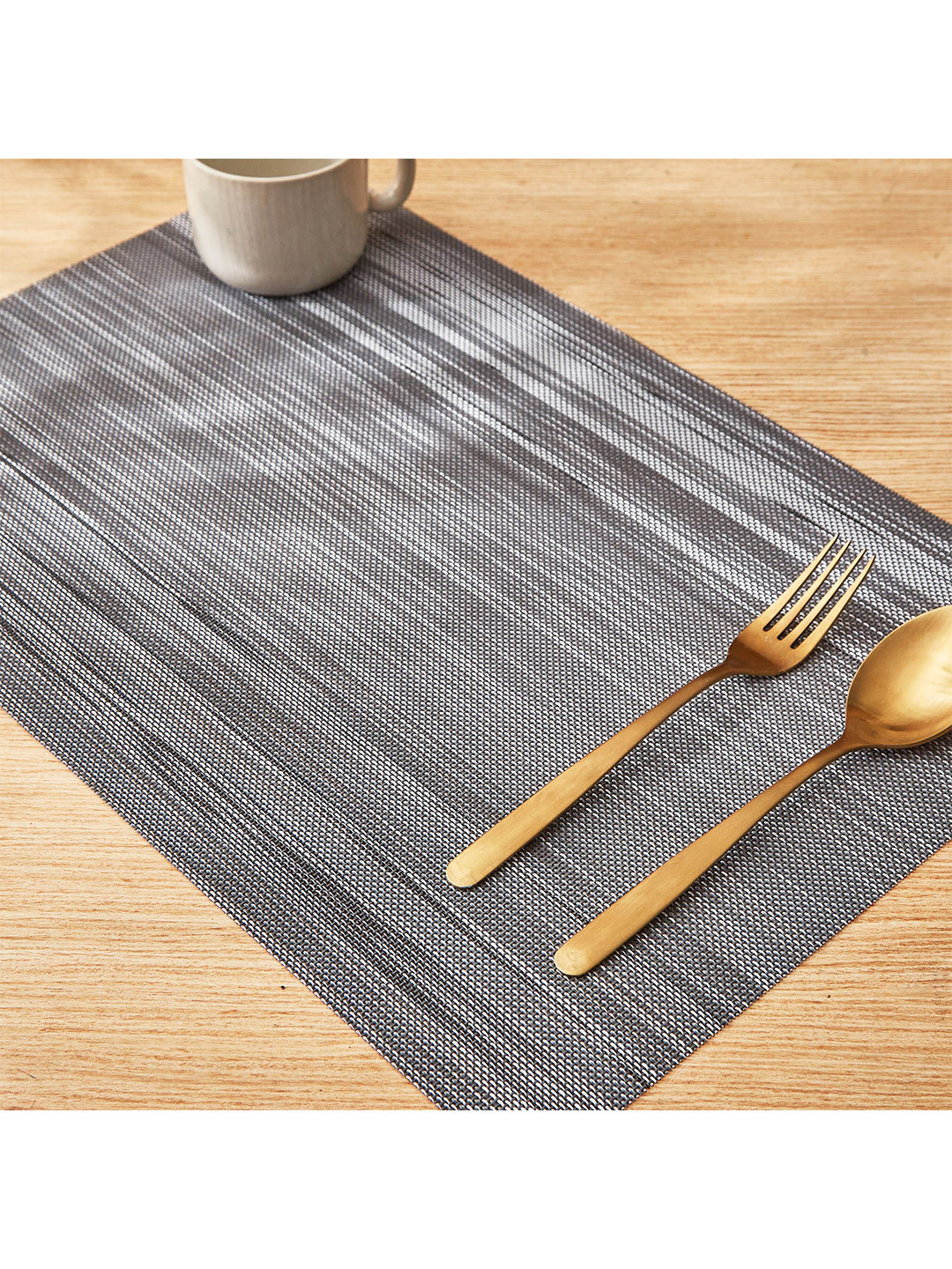 Home Centre Eden 6 Pieces Grey-Melange Textured Rectangular Table Placemats