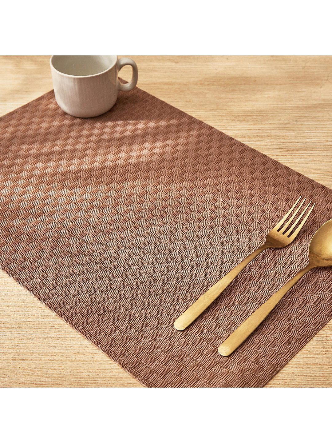 Home Centre Eden 6 Pieces Brown Textured Rectangular Table Placemats