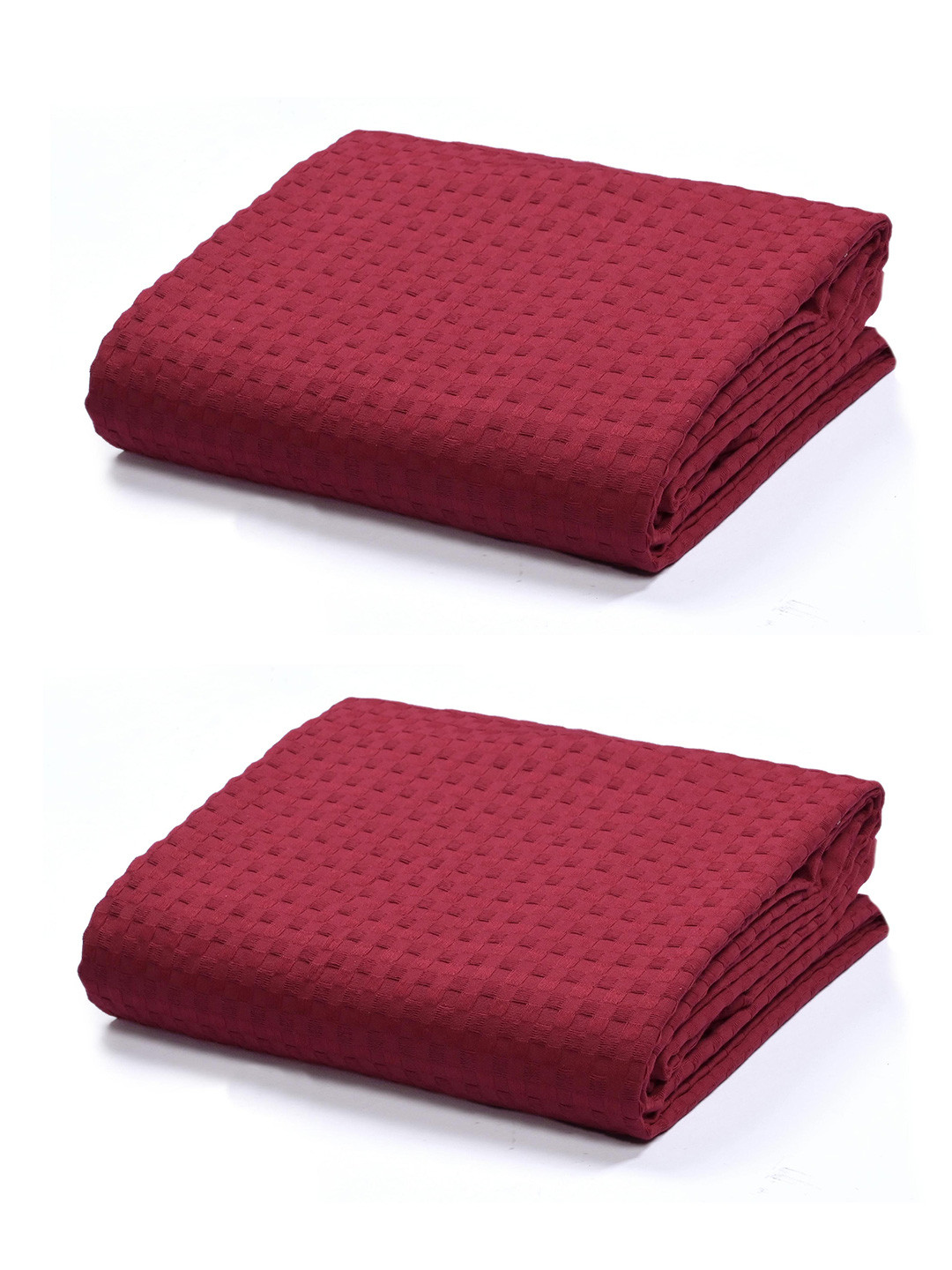 Saral Home Maroon 2 Pieces Printed Cotton Washable Sofa Cover Throws