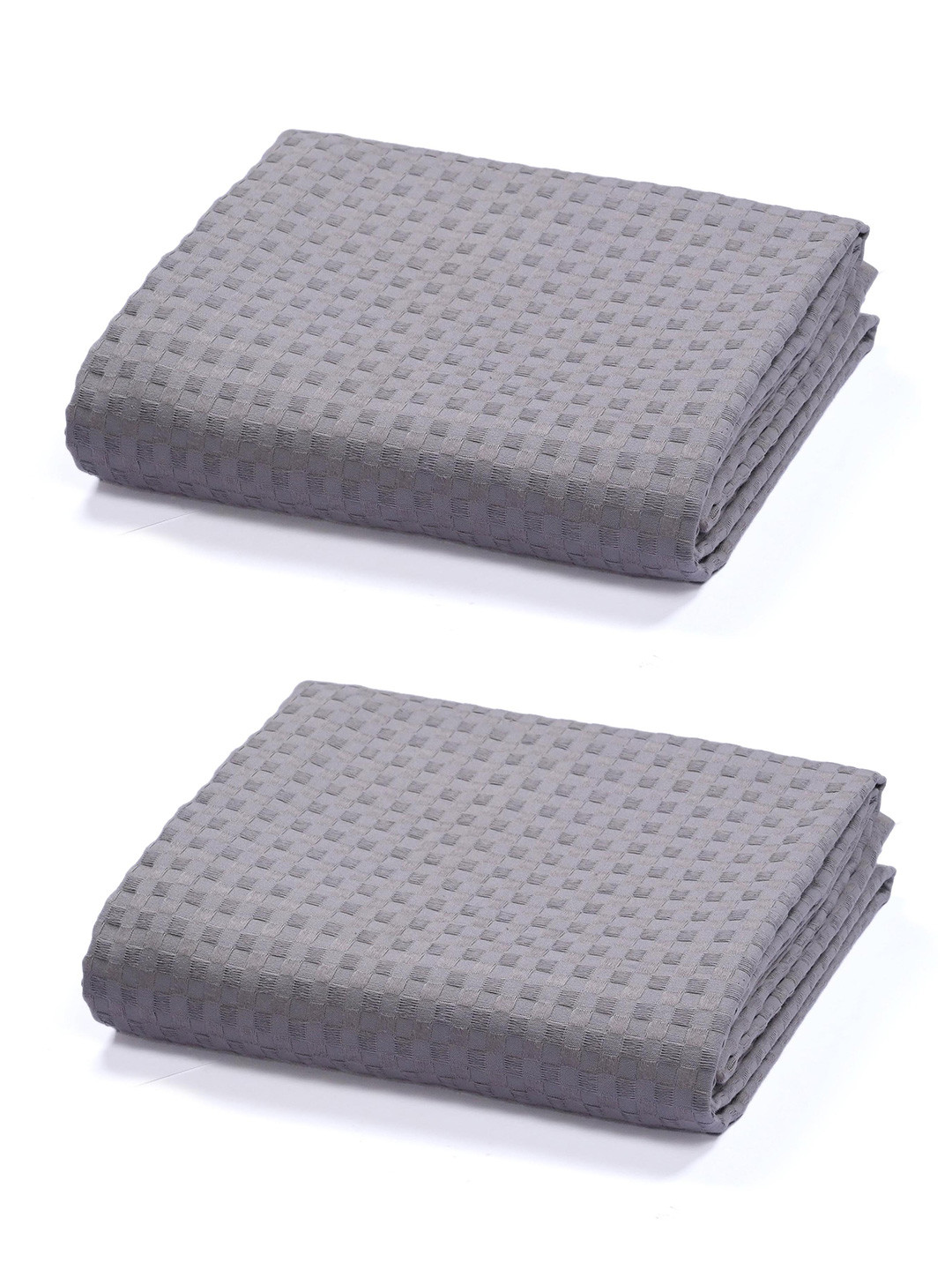 Saral Home Grey 2 Pieces Printed Cotton Washable Sofa Cover Throws