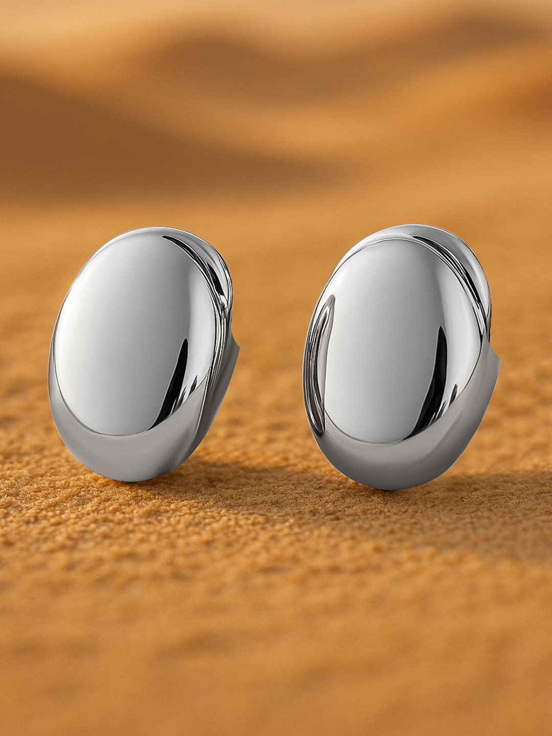 Rubans Sleek Minimalist Silver-Plated Stud Earrings