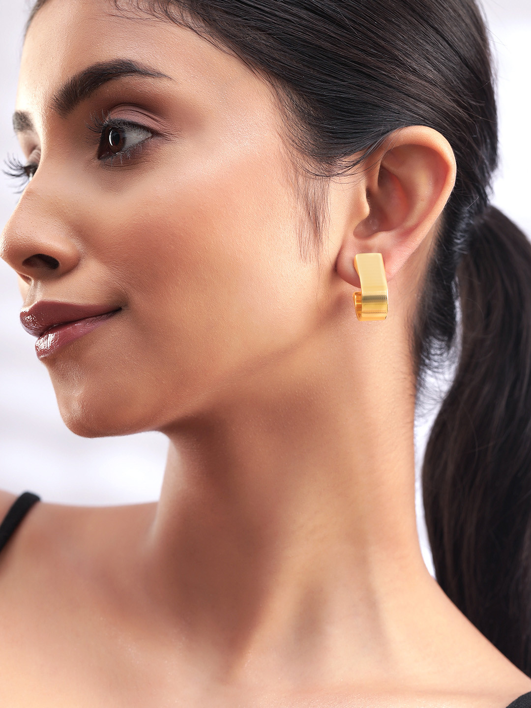 Rubans 18K Gold Plated Modern Geometric Hoop Earrings