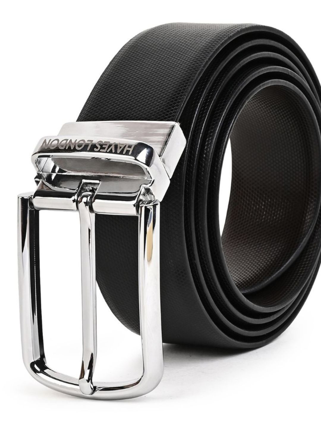 Hayes London Men Leather Belts Reversible Formal Belt with Metal Buckle Braided