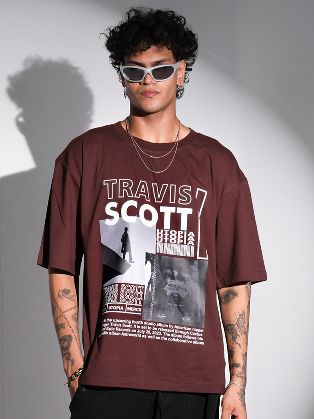 TheBTclub Unisex Travis Scott Printed Activchill Pure Cotton Oversized T-shirt